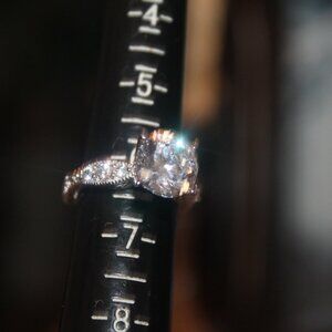 New 925 Sterling Platinum Plated Ornate 4 Carat w Side Stones Engagement Ring